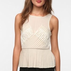 Urban Outfitters Nude Ruffle Tank with sheer top